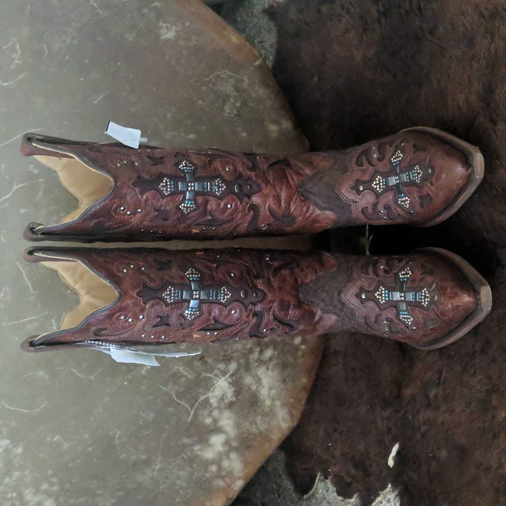 CORRAL C1104 Distressed brown/python cowgirl boot… - image 9